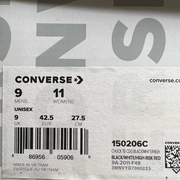 NWB Converse Chuck Taylor All-Star 70s Ox Comme des Garcons PLAY Black Sneakers - Picture 8 of 8